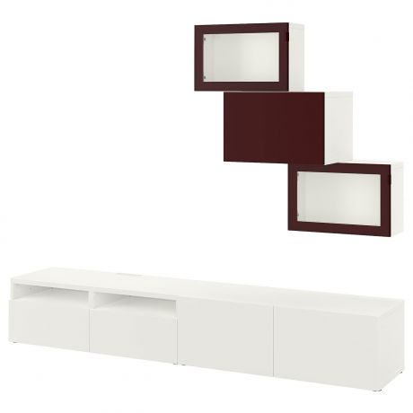 IKEA - БЕСТО Шкаф для ТВ, комбин/стеклян дверцы