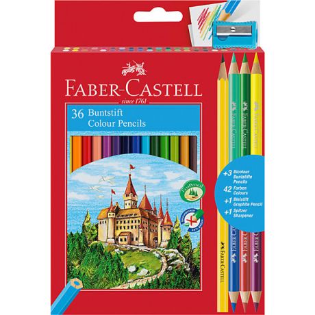 Faber-Castell Карандаши цветные Faber-Castell, 36 цветов + 4, с точилкой