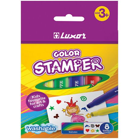 Luxor Фломастеры-штампы Luxor Color Stamper, 8 цветов, смываемые