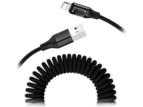 Аксессуар Rock USB - Lightning Metal Stretchable Charge Black 79186