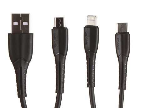 Аксессуар Usams USB - USB Type-C/microUSB/Lightning Black УТ000019989