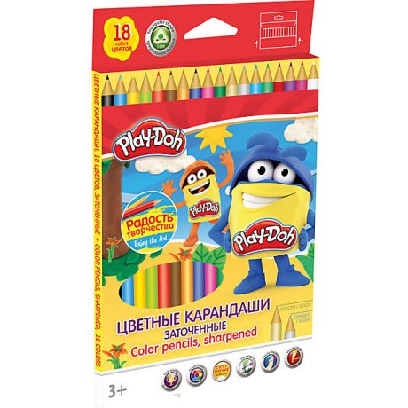 Академия групп Цветные карандаши 18 цветов, Play-Doh