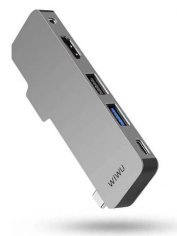 Хаб USB Wiwu Alpha T5 Type C - 2xUSB / HDMI / AUX 3.5mm Grey 6957815515271