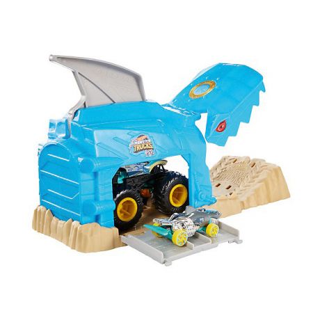 Mattel Игровой набор Hot Wheels Monster Trucks Пусковой гараж Шарк Рик