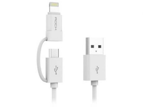 Аксессуар Rock Space Charge & Sync USB - Lightning 2 in 1 Round Cable 1m White 78607