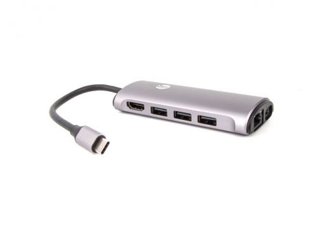 Концентратор USB VCOM CU463 USB 3.1 Type-C - HDMI/3 x USB3.0/RJ-45/USB Type-C/SD/TF