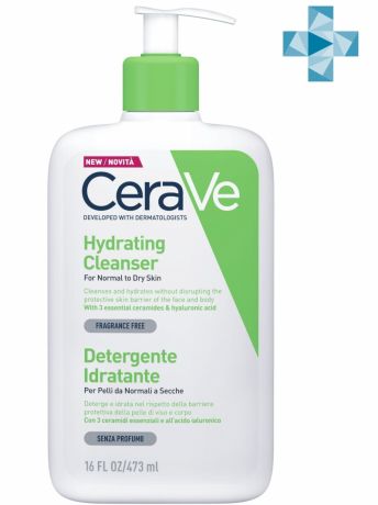 CeraVe Увлажняющий очищающий крем-гель для нормальной и сухой кожи лица и тела детей и взрослых 473 мл (CeraVe, Очищение кожи)