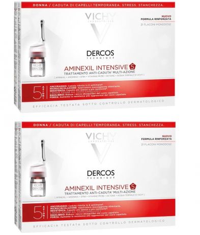 Vichy Комплект Средство против выпадения волос для женщин Аминексил Intensive 5, 2 шт. по 21 монодоза (Vichy, Dercos Aminexil)