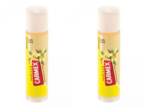 Carmex Набор Бальзам для губ с запахом ванили с защитным фактором SPF 15 в стике, 1 шт*2 штуки (Carmex, Для губ)