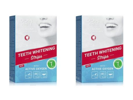 Global white Набор Отбеливающие полоски для зубов "Активный кислород" 7 дней*2 штуки (Global white, Отбеливающие системы)