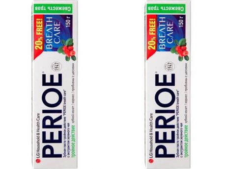 Perioe Набор Зубная паста тройное действие "breath care" с экстрактом зеленого чая 150 гр*2 штуки (Perioe, Зубные пасты)