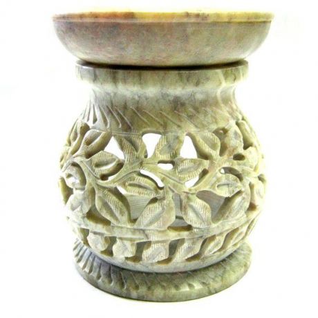 Аромалампа каменная ваза цветочный узор 11см (L055)