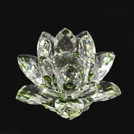 Кристалл лотос зеленый стеклянный 8,5см (0,2 кг)
