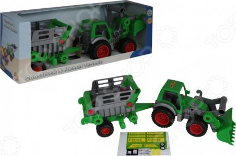 Машинка игрушечная Wader «Фермер-техник. Трактор-погрузчик с полуприцепом №2»