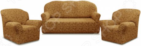 Натяжной чехол на трехместный диван и чехлы на 2 кресла Karbeltex «Престиж» 10096