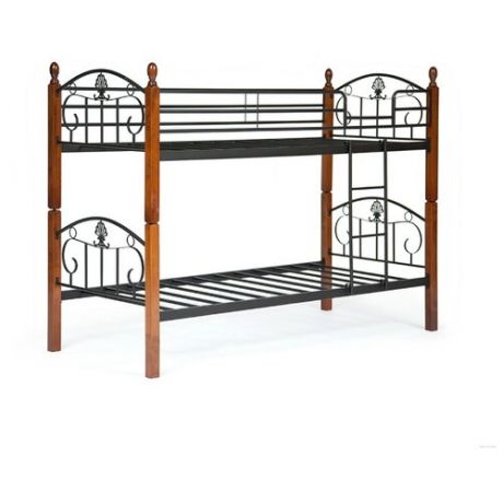 Двухъярусная кровать TetChair Bolero, размер (ДхШ): 210х93.5 см, спальное место (ДхШ): 200х90 см, каркас: массив дерева, цвет: черный/коричневый