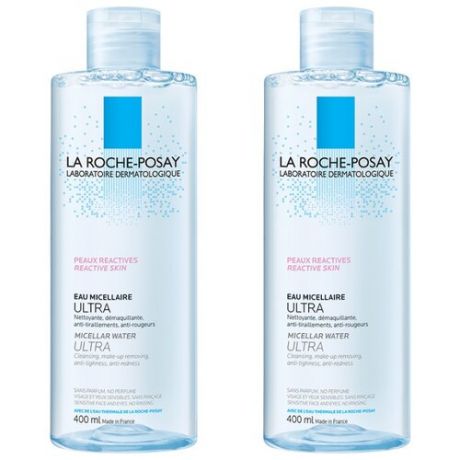 La Roche-Posay мицеллярная вода для чувствительной и склонной к аллергии кожи лица и глаз Ultra Reactive, 400 мл, 2 шт.