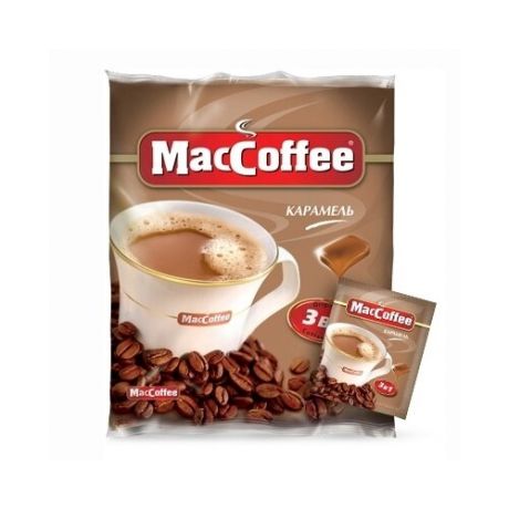 Растворимый кофе MacCoffee Карамель 3 в 1, в пакетиках (25 шт.)