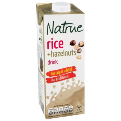 Рисовый напиток Natrue Rice + hazelnuts с лесным орехом без сахара 1.5%, 1 л