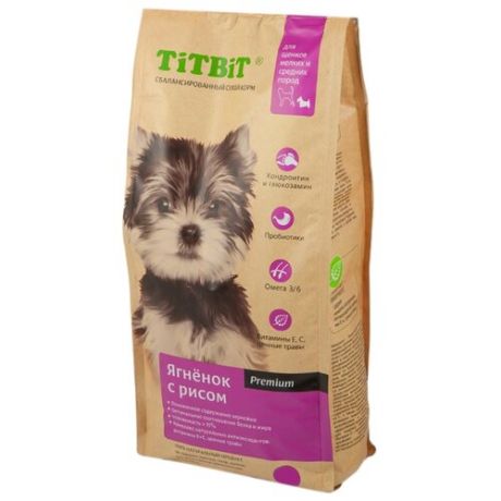 Корм для собак Titbit (1 кг) Для щенков мелких и средних пород ягненок с рисом