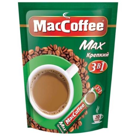 Растворимый кофе MacCoffee Max Крепкий 3 в 1, в стиках (20 шт.)