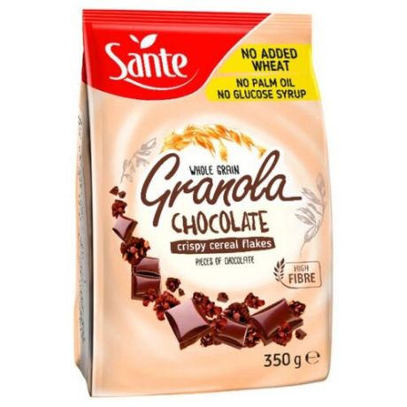 Гранола Sante хрустящие злаковые хлопья с шоколадом, пакет, 350 г
