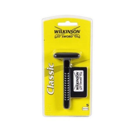 Т-образная бритва Wilkinson Sword Classic ,черная, сменные лезвия 5 шт.