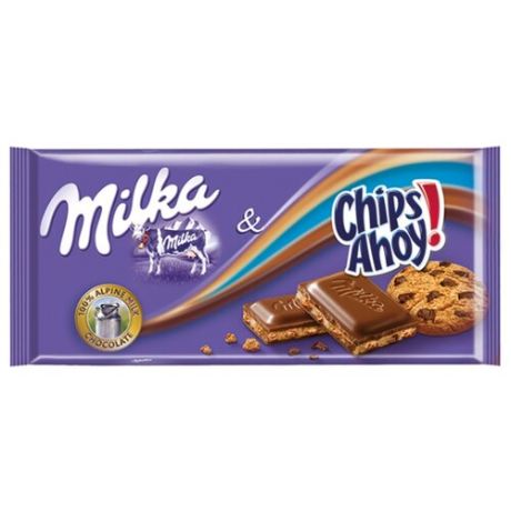 Шоколад Milka Chips Ahoy молочный с кусочками печенья, 100 г