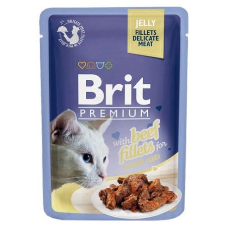 Корм для кошек Brit Premium с говядиной 24шт. х 85 г (кусочки в желе)