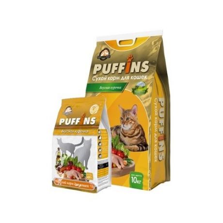 Корм для кошек Puffins Сухой корм для кошек Вкусная Курочка (0.4 кг)