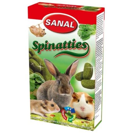Лакомство для кроликов, грызунов SANAL Spinatties со шпинатом и витаминами A, E 45 г
