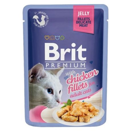 Корм для кошек Brit Premium с курицей 24шт. х 85 г (кусочки в желе)