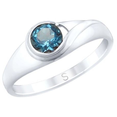 SOKOLOV Кольцо из серебра с синим топазом 92011662, размер 19