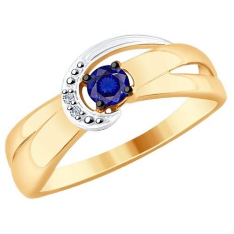 SOKOLOV Кольцо из золота с бриллиантами и синими корундами 6012137, размер 18