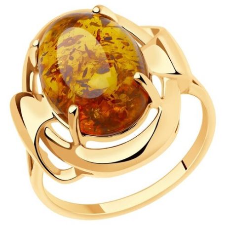 SOKOLOV Кольцо из золота с янтарём 715824, размер 19