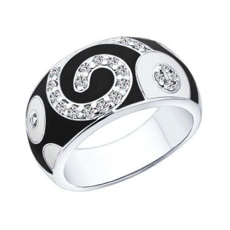 SOKOLOV Кольцо из серебра с эмалью с фианитами 94010397, размер 19