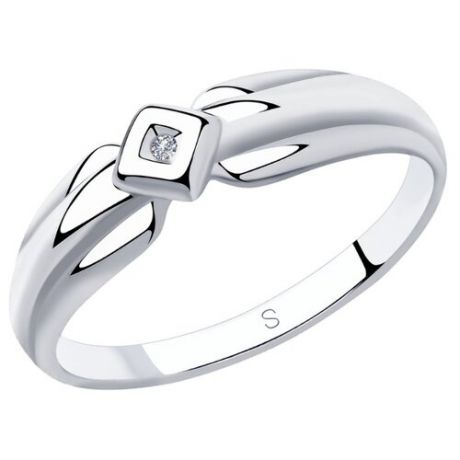 SOKOLOV Кольцо из серебра с бриллиантом 87010027, размер 17.5