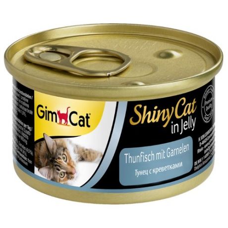 Корм для кошек GimCat ShinyCat с тунцом и креветками (0.07 кг) 1 шт.