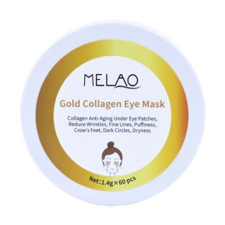 MELAO патчи MELAO Gold Collagen Eye Mask с 24К золотом гидрогелевые коллагеновые для лица (60 шт.)