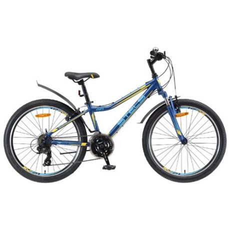 Подростковый горный (MTB) велосипед STELS Navigator 410 V 24 21-sp V010 (2019) темно-синий/желтый 13" (требует финальной сборки)