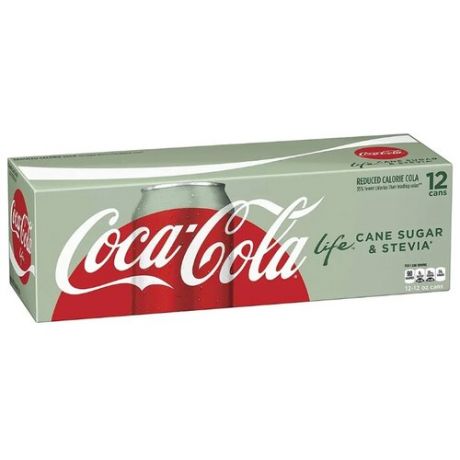 Газированный напиток Coca Cola Life, США, 0.355 л, 12 шт.