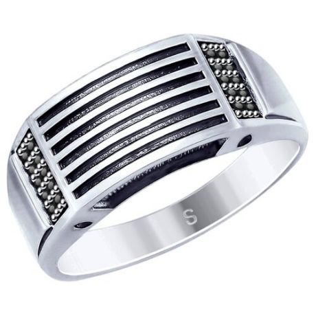 SOKOLOV Кольцо из чернёного серебра с фианитами 95010122, размер 21