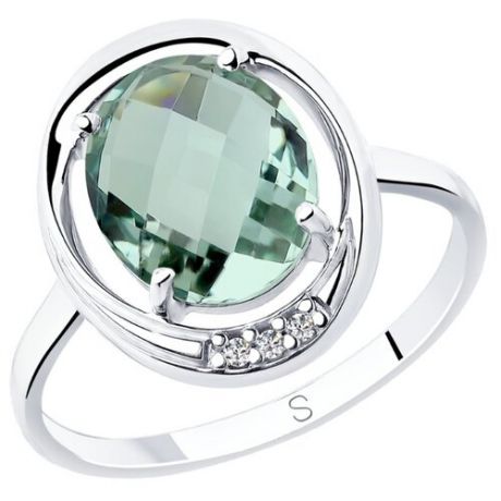SOKOLOV Кольцо из серебра с кварцем и фианитами 92011799, размер 16.5