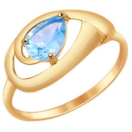 SOKOLOV Кольцо из золота с голубым топазом 714637, размер 17