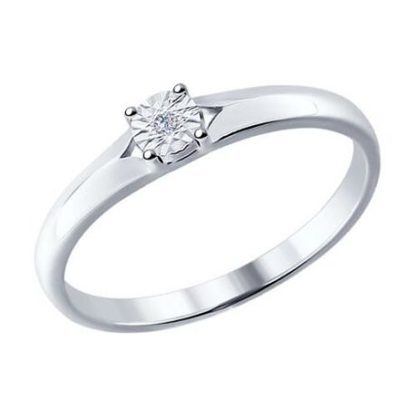 SOKOLOV Помолвочное кольцо из серебра с бриллиантом 87010018, размер 17.5