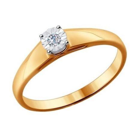 SOKOLOV Помолвочное кольцо из комбинированного золота с бриллиантом 1011522, размер 16.5