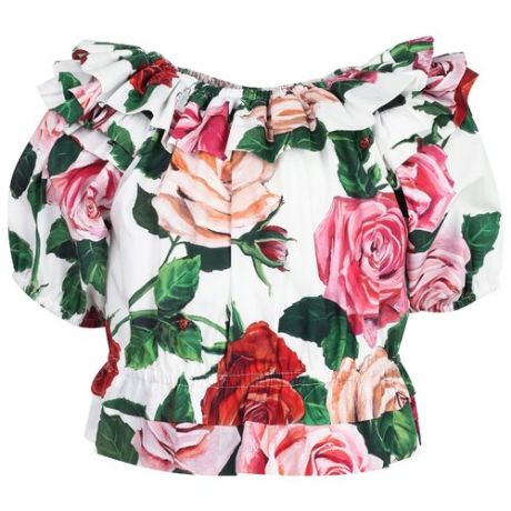 Блузка DOLCE & GABBANA размер 104, белый/розовый/зеленый