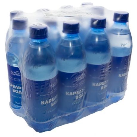 Вода минеральная природная питьевая столовая Карельская вода газированная, ПЭТ, 12 шт. по 0.5 л