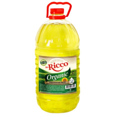 Mr.Ricco Масло подсолнечное Organic рафинированное дезодорированное 4.5 кг