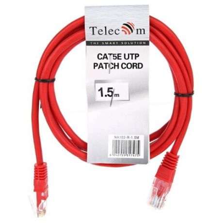 Патч-корд Telecom NA102-R-1.5M 1.5 м CAT5e красный